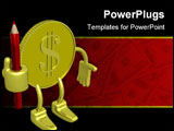 PowerPoint Template - Gold dollar a holding pencil.