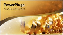 PowerPoint Template - Gold ribbon with shiny stars