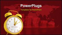 PowerPoint Template - 3d render illustration of Golden alarm clock with time is money sign isolated on white