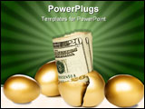 PowerPoint Template - A hatched golden egg reveals some cash for retirement