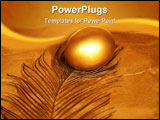PowerPoint Template - a gold egg sitting on a peacock feather