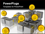 PowerPoint Template - abstract 3d illustration of steel cube with golden ball