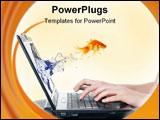 PowerPoint Template - Goldfish jump from laptop on white background