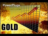 PowerPoint Template - olden graph concept of gold bullion mineral wealth increasing over time in 3D with word overprinted