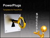 PowerPoint Template - Gold key over white 3d rendered image