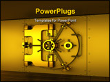 PowerPoint Template - 3D render of a golden bank vault .