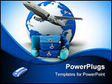 PowerPoint Template - he Earth a plane taking off a pile of luggage including suitcases briefcases golf bag connected to 