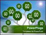 PowerPoint Template - an illustration of green go road signs forming a tree