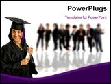 PowerPoint Template - graduation group of students with a woman leading smiling