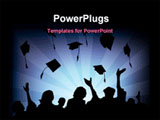 PowerPoint Template - A Silhouette of Graduates Tossing their Caps.