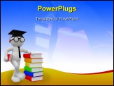 PowerPoint Template - Books- 3d people - human character books and person with graduation cap 3d render