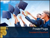 PowerPoint Template - Students throwing graduation hats in the air celebrating