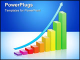 PowerPoint Template - Colorful bar chart with an arrow depicting growth.