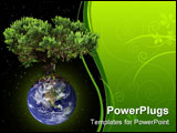 PowerPoint Template - Tree growing out of earth in front of stars