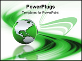 PowerPoint Template - Globe on abstract green blur background .