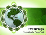 PowerPoint Template - 3d blue earth made by green plants