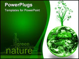 PowerPoint Template - Green earth concept isolated on a white background