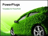 PowerPoint Template - Concept of the eco - friendly car, body surface is covered with a realistic grass