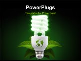 PowerPoint Template - 3d render of a glowing white energy saving light bulb surrounded by leafs