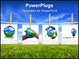 PowerPoint Template - Global Concept of Green Energy Solutions Hanging on a Rope Inside Film Blanks