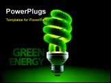 PowerPoint Template - he metaphor of energy saving lamps - glass twisted tube is covered with grass and shining in the da