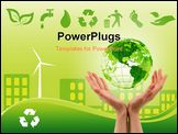 PowerPoint Template - Green environmentally conscious city view with clam energy source