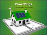 PowerPoint Template - reen energy conceptual rendering of a house with a wind turbine and solar panels with a for sale si
