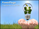 PowerPoint Template - A light bulb with a stem of leaves in it to conceptually show Go Green