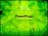 PowerPoint Template - green leaves background in a sunny day