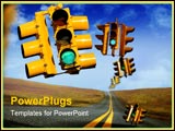 PowerPoint Template - Abstract of an empty street with green lights.