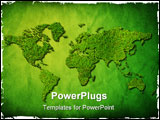 PowerPoint Template - Global map with grass texture on green background
