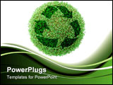PowerPoint Template - Green plant globe with superimposed recycle symbol over white background