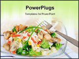 PowerPoint Template - Healthy food rice salad with mushrooms and vegetables