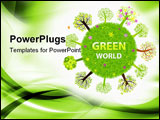 PowerPoint Template - Green World With Trees Isolated On White Background Vector Illustration