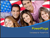 PowerPoint Template - Group of people with the USA flag - American youth concepts