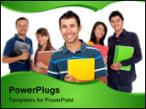 PowerPoint Template - Happy group of students isolated over a white background