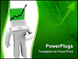 PowerPoint Template - A growth arrow bursts through a laptop computer screen atop a figure