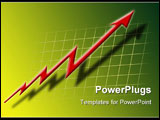 PowerPoint Template - his is ilustration which depicts financial growth red arrow rising in front on green gradient backr