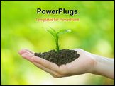 PowerPoint Template - plant in the hand on green background