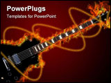PowerPoint Template - A black electric guitar is burning !