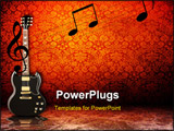 PowerPoint Template - electric guitar on red ornate vintage background