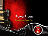 PowerPoint Template - electric black guitar on dark red background