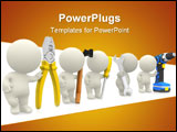 PowerPoint Template - 3D guys holding tools - isolated over a white background