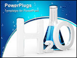 PowerPoint Template - H2O Water symbol with test tube on a white background