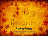 PowerPoint Template - grunge background with happy halloween written by japanese maple leaves