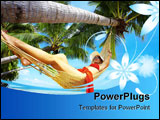 PowerPoint Template - view of nice woman lounging in hammock in tropical environment