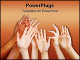 PowerPoint Template - Many desperate hands reaching into the air