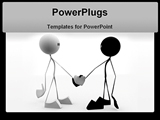 PowerPoint Template - 3d rendered illustration of two little characters handshaking