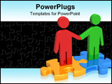 PowerPoint Template - Handshake on Puzzle Pieces. Conceptual image for partners partnership and working together.