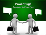 PowerPoint Template - Handshake. Meeting two businessmen.